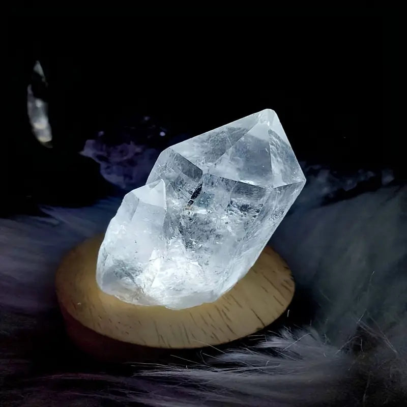 White Round Wooden LED Crystal Light Base