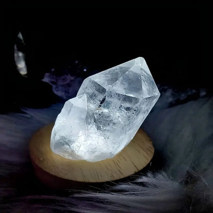 White Round Wooden LED Crystal Light Base