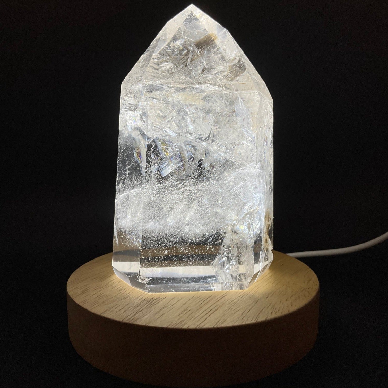 Wooden LED White Light Crystal White Round Wooden LED Crystal Light Base