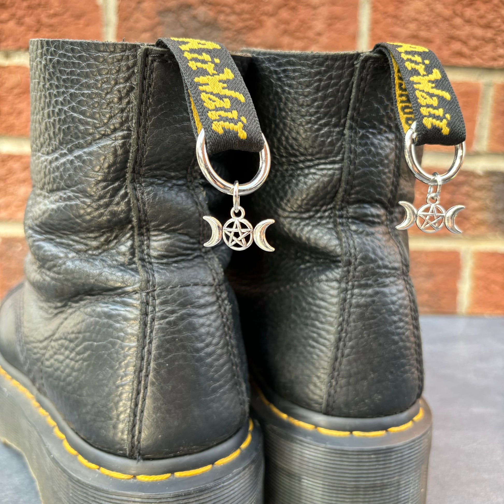 Pair of Silver Triple Moon & Pentagram Doc Charms
